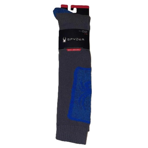 Spyder Blue Black Wool Blend Thermal Ski Socks | Unisex Size 4-10 | Snowboard Wa - Picture 6 of 7
